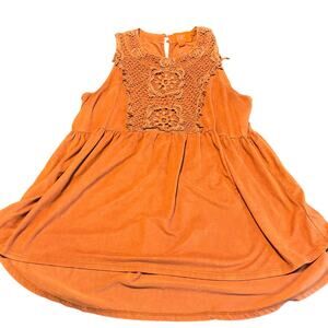 Chelsea & Violet XL Rust Sleeveless Crochet Front Boho Tunic Top Women’s